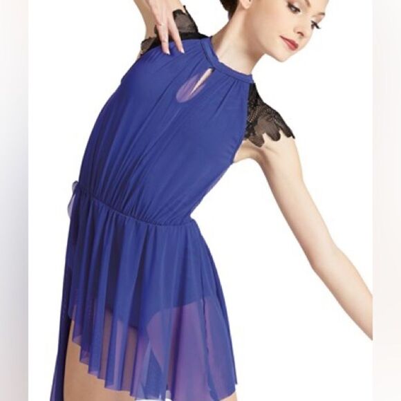 WEISSMAN Dance costume lyrical blue purple lace mesh These Days 12185 IC 7/8 - Picture 1 of 13